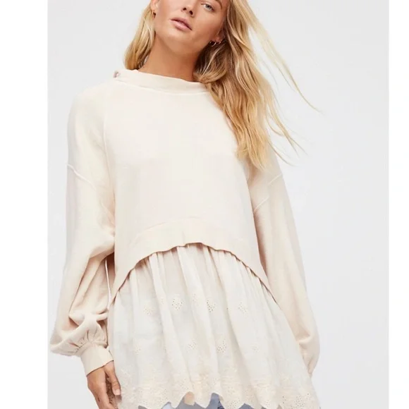 Free People Sweet Streets Muted Pink Tunic Style Hoodie Size Small - Picture 5 of 10